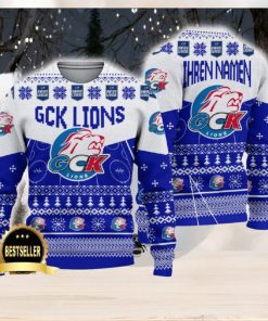 GCK Lions Ugly Christmas Sweater Logo Custom Name Gift Fans