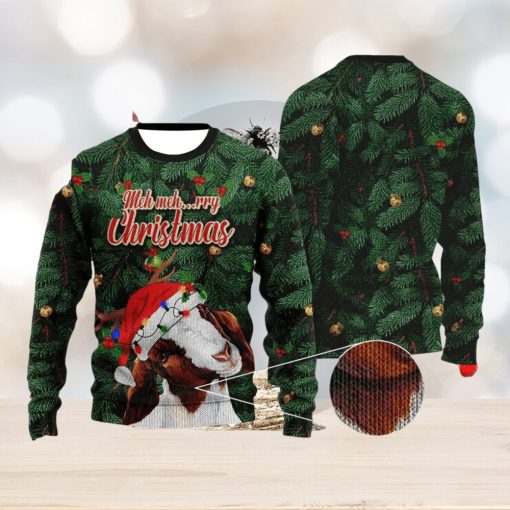 GOAT AND XMAS LEAVES GIFT FOR CHRISTMAS UGLY CHRISTMAS SWEATER