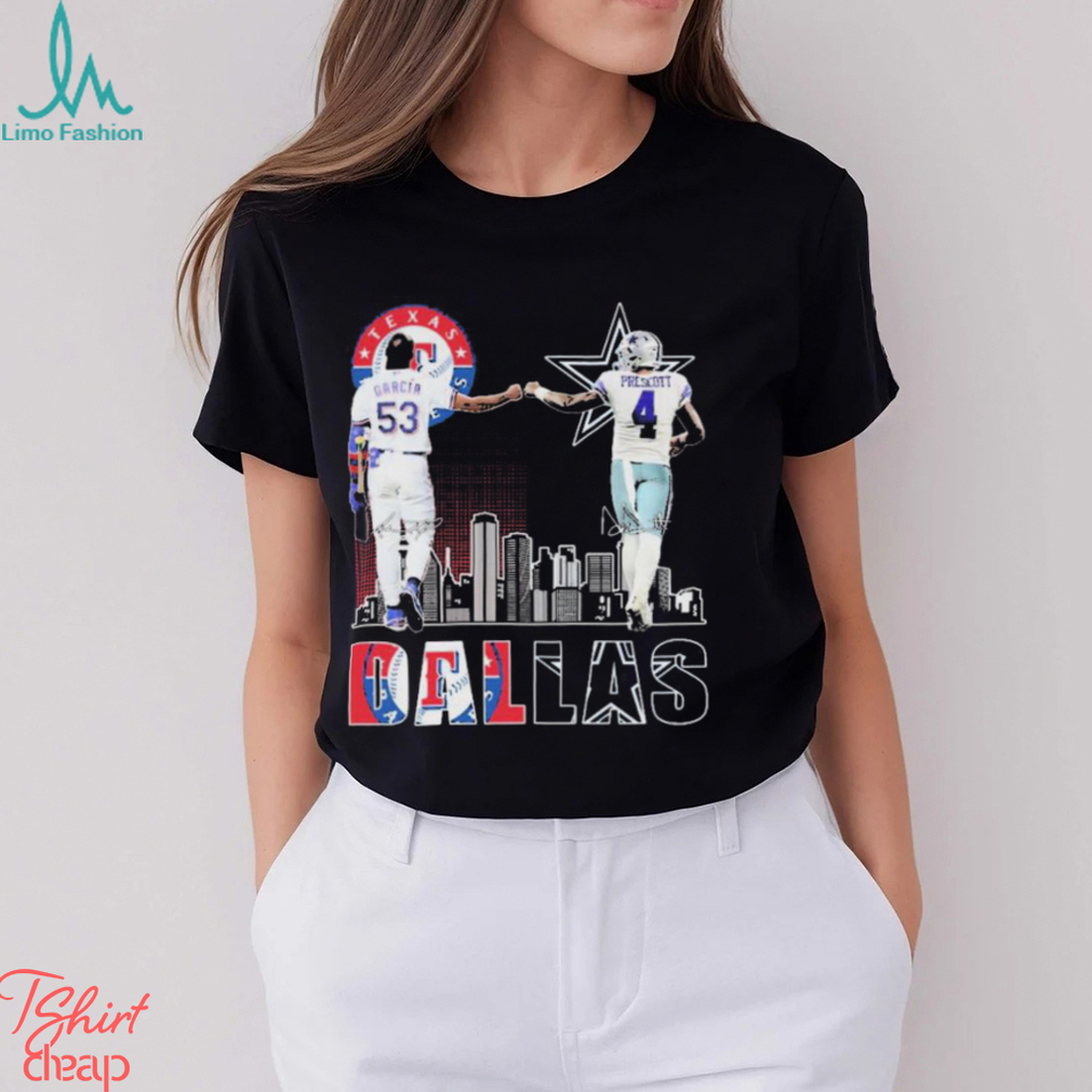Garcia And Prescott Dallas Sports Skyline Shirt Garcia And Prescott Dallas Sports Skyline Shirt