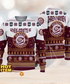 Geneve Servette HC 3D Ugly Christmas Sweater Christmas Holiday Gift For Men And Women Personalized Name