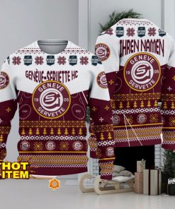 Geneve Servette HC 3D Ugly Christmas Sweater Christmas Holiday Gift For Men And Women Personalized Name