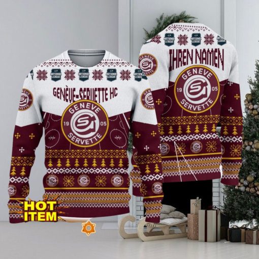 Geneve Servette HC 3D Ugly Christmas Sweater Christmas Holiday Gift For Men And Women Personalized Name