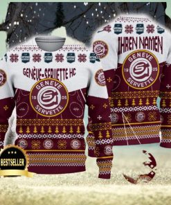 Geneve Servette HC Ugly Christmas Sweater Logo Custom Name Gift Fans