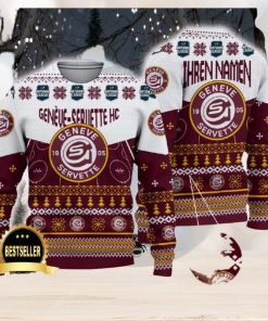 Geneve Servette HC Ugly Christmas Sweater Logo Custom Name Gift Fans