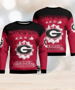 Georgia Bulldods Santa sleigh driving reindeer Pattern Ugly Christmas Sweater