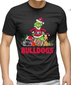 Georgia Bulldogs Santa Grinch And Santa Dog Christmas Shirt