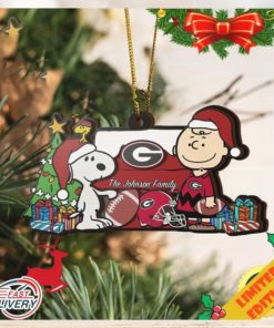 Georgia Bulldogs Snoopy Christmas NCAA Ornament Custom Your Family Name