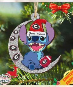 Georgia Bulldogs Stitch Christmas Ornament NCAA And Stitch With Moon Ornament