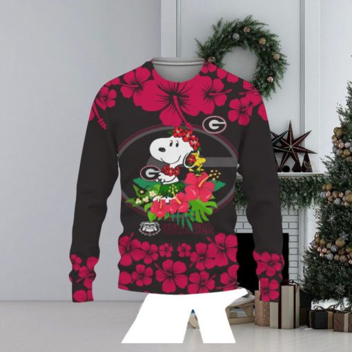 Georgia Football Champions Sports Hibiscus Hawaiian Patterns Shirt Christmas Sweater