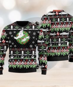 Ghostbusters Logo Christmas And Snowflakes 2023 Ugly Christmas Sweater