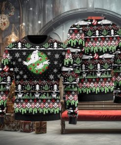 Ghostbusters Logo Christmas And Snowflakes 2023 Ugly Christmas Sweater