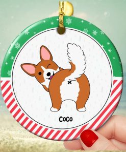 Gift For Dog Lovers, Personalized Ceramic Ornament, Funny Dog Butt Ornament, Christmas Gift