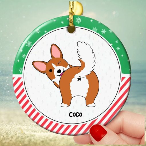 Gift For Dog Lovers, Personalized Ceramic Ornament, Funny Dog Butt Ornament, Christmas Gift