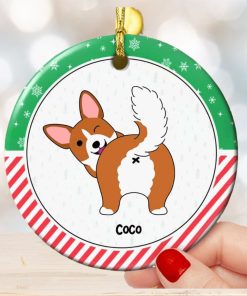 Gift For Dog Lovers, Personalized Ceramic Ornament, Funny Dog Butt Ornament, Christmas Gift