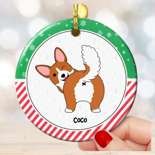 Gift For Dog Lovers, Personalized Ceramic Ornament, Funny Dog Butt Ornament, Christmas Gift