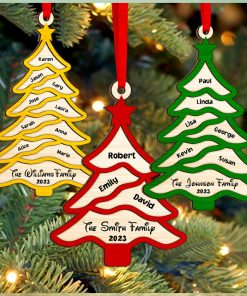 Gift For Family, Personalized 2 Layer Wood Ornament, Custom Name Christmas Tree Ornament, Christmas Gift