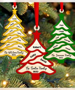 Gift For Family, Personalized 2 Layer Wood Ornament, Custom Name Christmas Tree Ornament, Christmas Gift