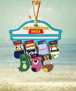 Gift For Family, Personalized Acrylic Ornament, Cartoon Socks Ornament, Christmas Gift