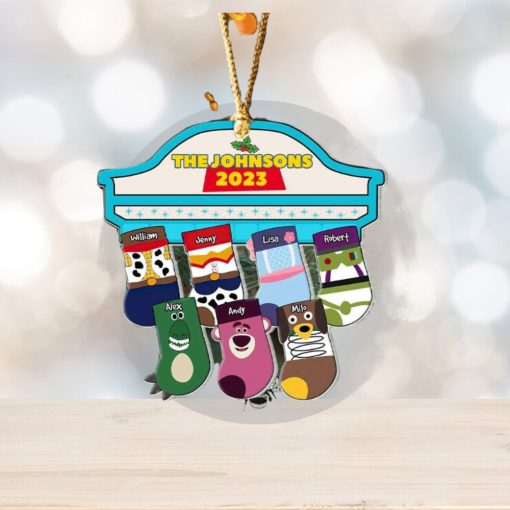 Gift For Family, Personalized Acrylic Ornament, Cartoon Socks Ornament, Christmas Gift