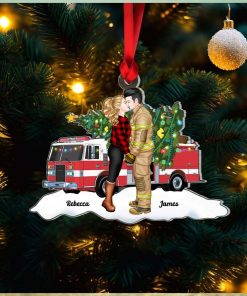 Gift For Firefighter Couple, Couple Gifts, Personalized Acrylic Ornament, Christmas