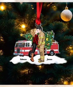 Gift For Firefighter Couple, Couple Gifts, Personalized Acrylic Ornament, Christmas