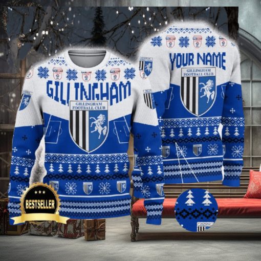 Gillingham Ugly Christmas Sweater Logo Custom Name Gift Fans