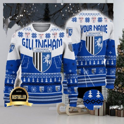 Gillingham Ugly Christmas Sweater Logo Custom Name Gift Fans