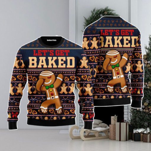 Ginger Bread Lets Get Baked Christmas Unisex Ugly Sweater