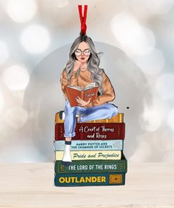 Girl Reading Book Custom Book Titles Ornament