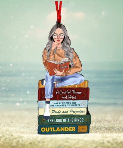 Girl Reading Book Custom Book Titles Ornament