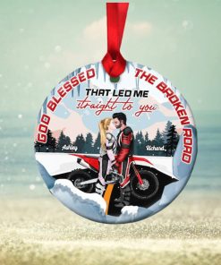 God Blessed The Broken Road, Personalized Ornament, Motorcycle Couple Ornament