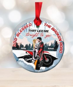 God Blessed The Broken Road, Personalized Ornament, Motorcycle Couple Ornament