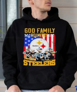God Family Country Pittsburgh Steelers Football signatures American flag T shirt