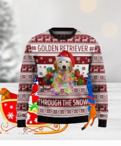 Golden Retriever Through The Snow Dog Ugly Christmas Sweaters Gift For Men Women