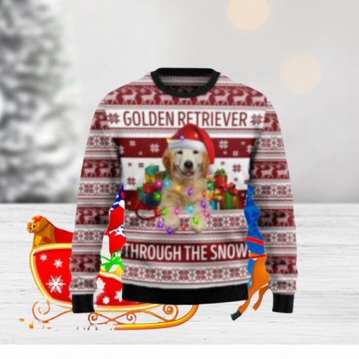 Golden Retriever Through The Snow Dog Ugly Christmas Sweaters Gift For Men Women