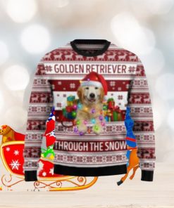 Golden Retriever Through The Snow Dog Ugly Christmas Sweaters Gift For Men Women