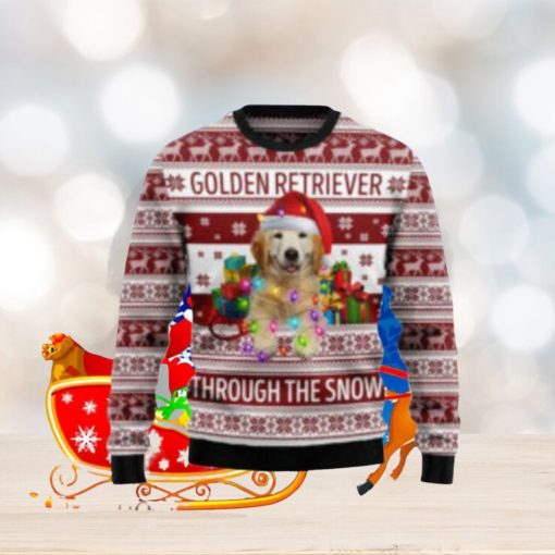 Golden Retriever Through The Snow Dog Ugly Christmas Sweaters Gift For Men Women