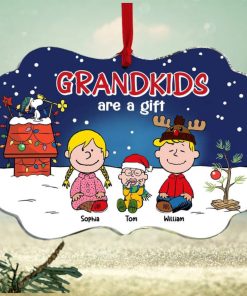 Grandkids Are A Gift, Gift For Family, Personalized Acrylic Ornament, Cartoon Kids Ornament, Christmas Gift