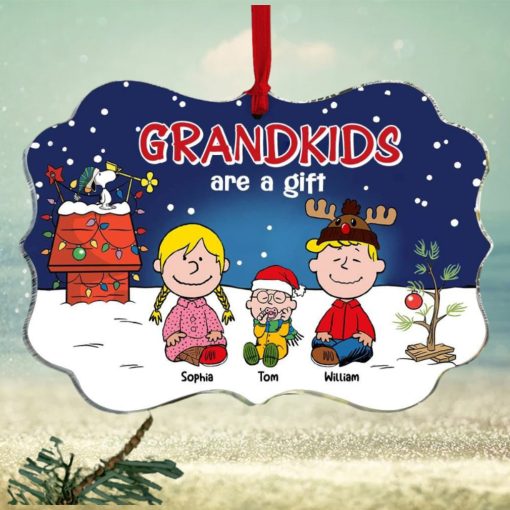 Grandkids Are A Gift, Gift For Family, Personalized Acrylic Ornament, Cartoon Kids Ornament, Christmas Gift