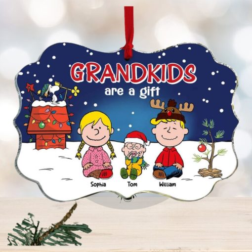 Grandkids Are A Gift, Gift For Family, Personalized Acrylic Ornament, Cartoon Kids Ornament, Christmas Gift