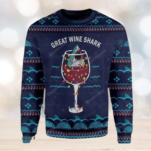 Great Wine Shark Ugly Christmas Sweater Impressive Gift For All Of You