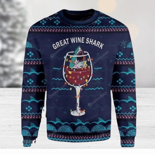 Great Wine Shark Ugly Christmas Sweater Impressive Gift For All Of You