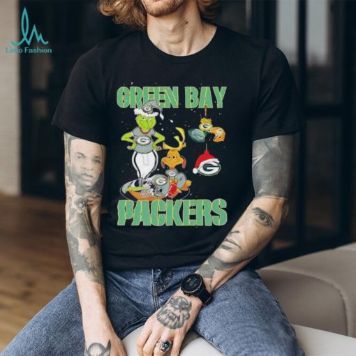 Green Bay Packers Grinch And Max NFL Ornament Christmas Shirt
