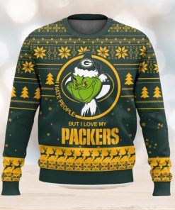 Green Bay Packers Grinch I Hate People But I Love Ugly Christmas Sweater New Trending Christmas Sweater Gift