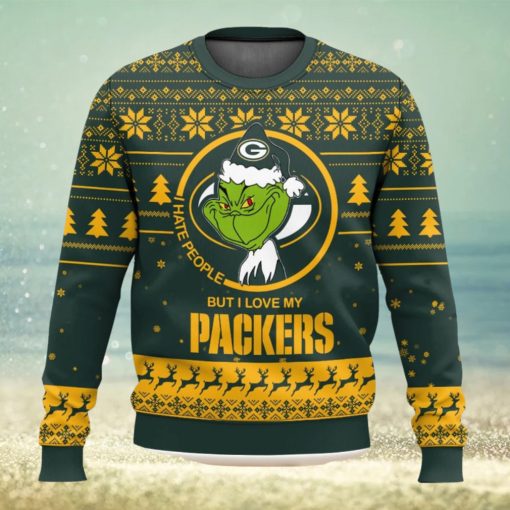 Green Bay Packers Grinch I Hate People But I Love Ugly Christmas Sweater New Trending Christmas Sweater Gift