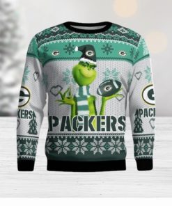 Green Bay Packers Grinch Snowflake Pattern Ugly Sweater Christmas