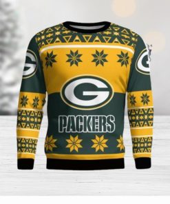 Green Bay Packers Logo Big Snowflake Pattern Ugly Christmas Sweater