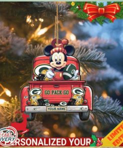 Green Bay Packers Mickey Mouse Ornament Personalized Your Name Sport Home Decor