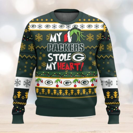 Green Bay Packers Stole My Heart Ugly Sweater 3D Printed Men And Women Christmas Gift