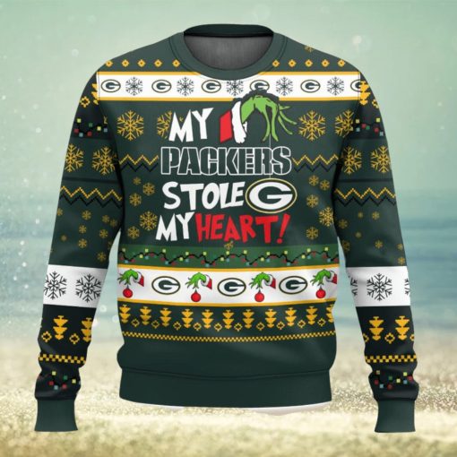 Green Bay Packers Stole My Heart Ugly Sweater 3D Printed Men And Women Christmas Gift